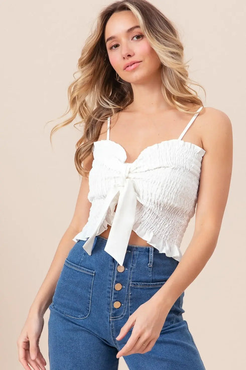 'Colette' Ruffled Smocked Camisole - Celes Fashion